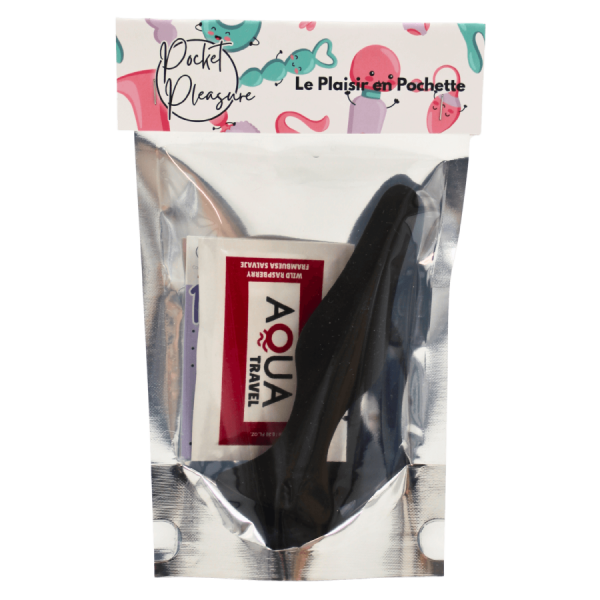 Plug Anal Noir en Silicone avec Ventouse Taille L 12,7 cm Pocket Pleasure + 1 dosette de lubrifiant